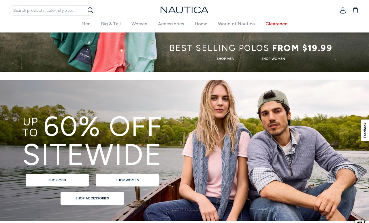 Το επίσημο site της Nautica με εμφανές το λογότυπο του brand